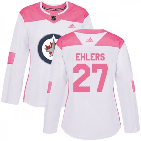 Nainen NHL Winnipeg Jets Pelipaita Nikolaj Ehlers 27 Adidas 2017-2018 Valkoinen Vaaleanpunainen Fashion Authentic